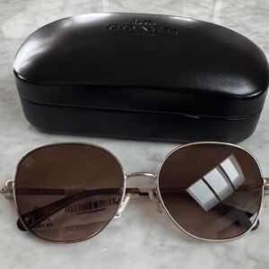 Coach Metal Sunglasses in Gold with Brown Lenses